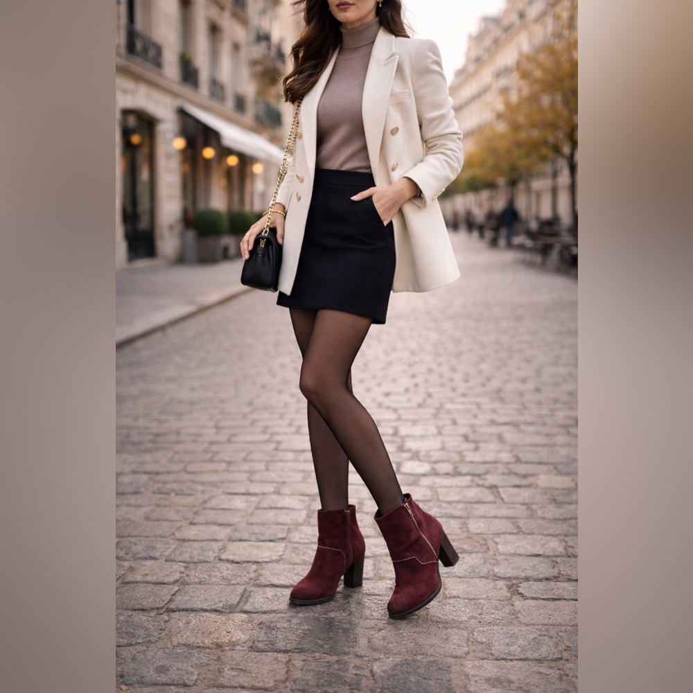 Burgundy Suede ankle boots  40 eu 9.5 US EUC